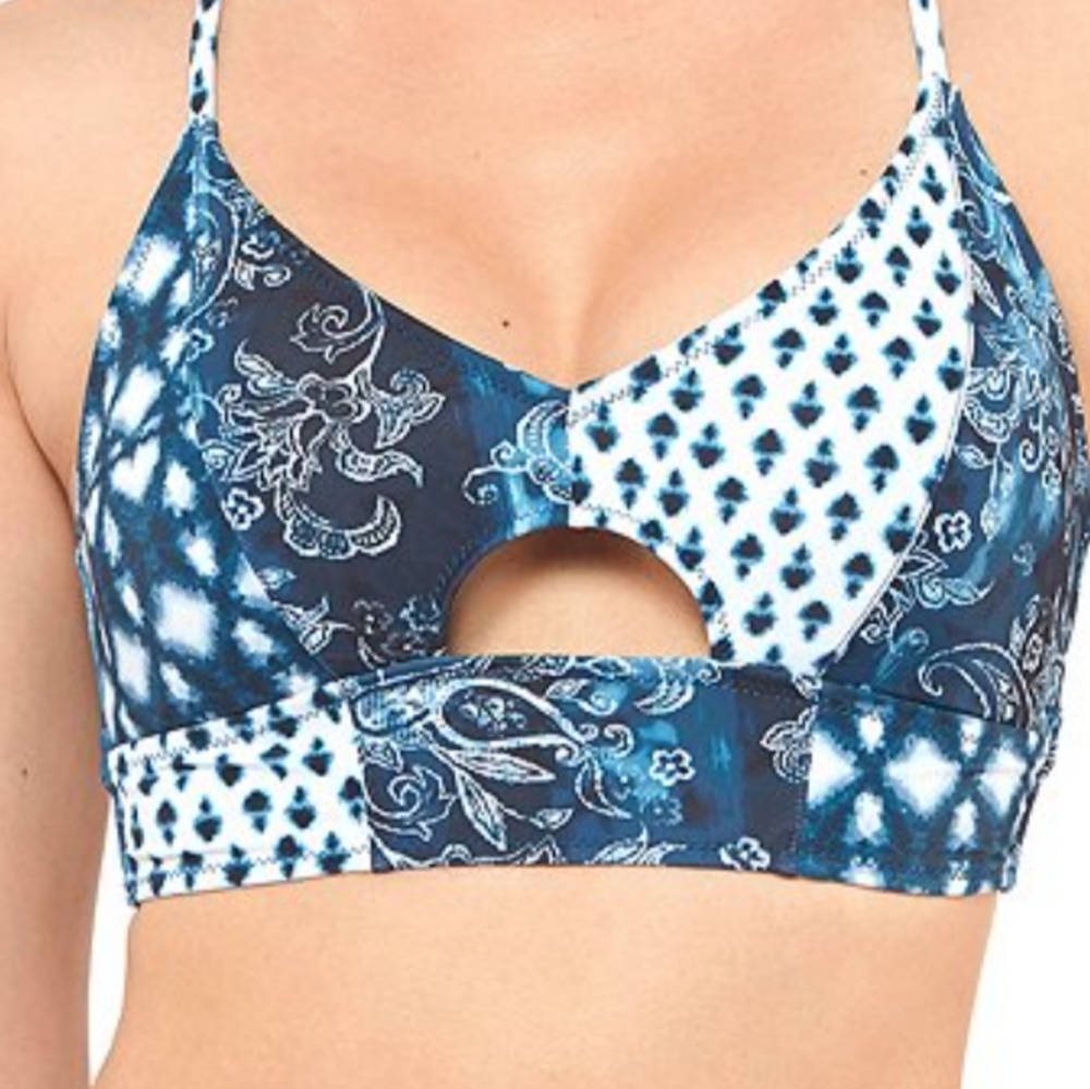 Jessica Simpson Batik Babe Cropped Cami Swim Top